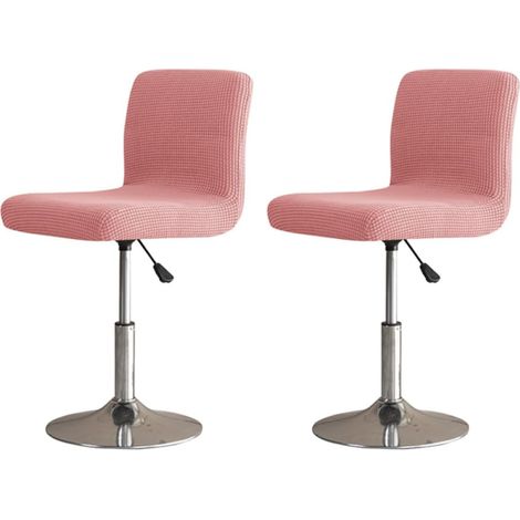 Tabouret de bar Giratorio, assise ronde, chaise de bar, revêtement en velours rose2 (1/5)