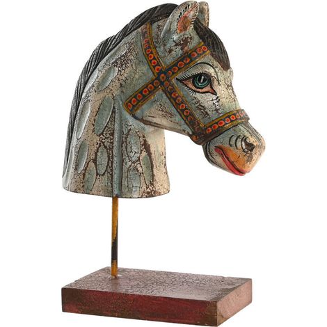 DKD Home Decor Cheval en Fer et Bois de manguier multicolore (1/3)