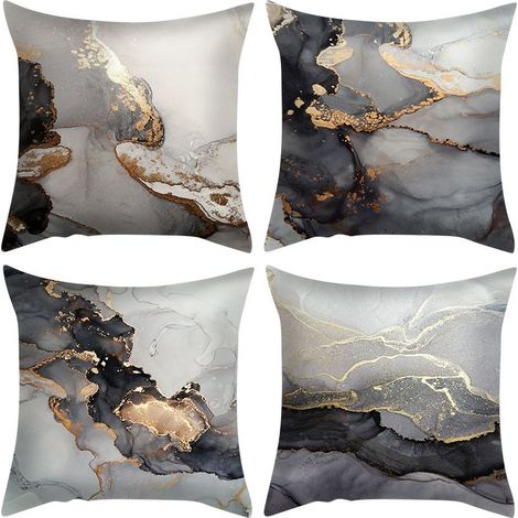 Lot de 4 Housse de Coussin, Housse Coussin 45x45cm Housses de Coussin Taie d\'oreiller Décoratif Canapé pour Chambre, Canapé, Chaise, Lit,Jardin(Texture de marbre) (1/5)