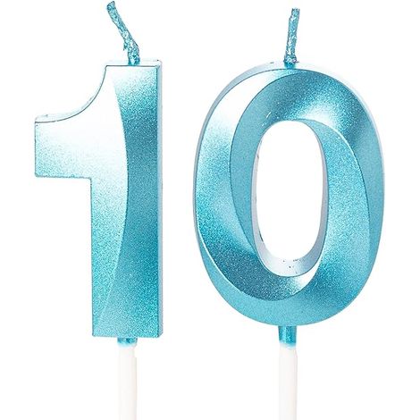 Bougies anniversaire Bougies bleues numéro 10 décorations gâteau (1/5)