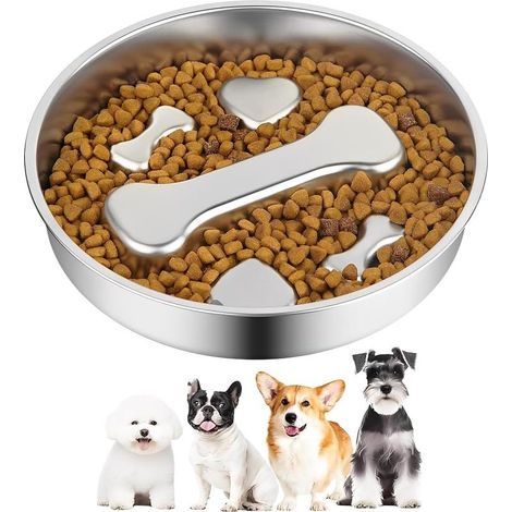 22 cm Edelstahl-Hundenapf, Knochenform, Anti-Schlingen – doppelseitig rutschfest, spülmaschinenfest für kleine und mittelgroße Hunde (1/5)