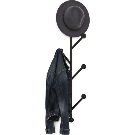 Dmora - Garderobe/Kleiderbügel Nocturne, Kleiderhalter, Wand-Kleiderständer-Struktur, Wandgarderobe, 22x5h94 cm, Schwarz, mit verstärkter Verpackung