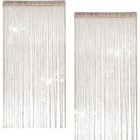 Set di 2 tende per porta color champagne metallizzato con perline repellenti per insetti, 100x200 cm. (1/5)