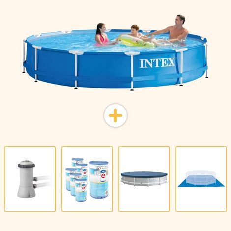Intex Piscine Tubulaire Ronde - 366x76 cm - 5-pièces SCB88 (1/5)