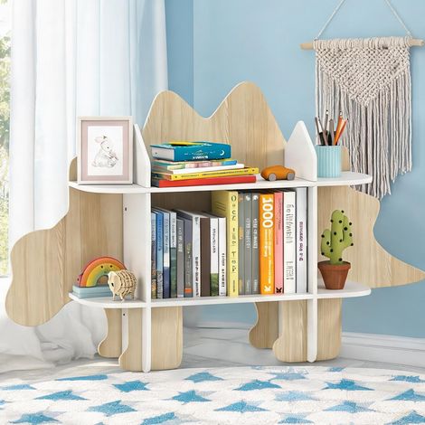Meuble de rangement enfant 6 casiers bois naturel 120 cm en MDF (1/5)