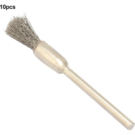 Set mit 10 Polierbürsten für Rotationswerkzeuge – Stahl und Messing Ø3x6mm, ideal zum Entfernen von Rost und für präzise Metallbearbeitung. (1/5)