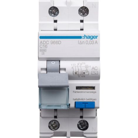 Interruptor diferencial RCBO 2P C16A 0,03A Tipo AC ADC966D