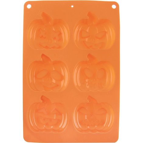 Moule à gâteaux Muffins - 6 empreintes - 25x18 cm - en silicone - motif Halloween - Moule à pâtisserie