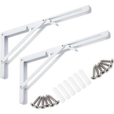 Support pliable, support mural pour étagère, support pour table pliante à monter soi-même, blanc, 35 cm, lot de 2 (1/5)