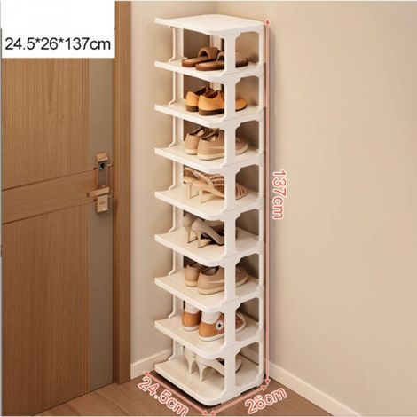 Étagère à chaussures Étagère à chaussures à 9 niveaux pour un rangement peu encombrant dans le couloir et la chambre : empilable et élégante en blanc (1/5)