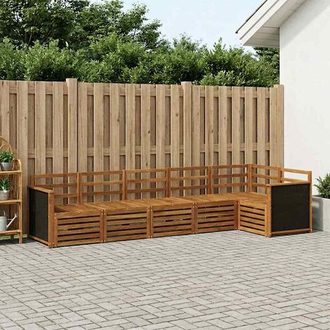 vidaXL Ecksofa Set 5 pcs Natur Massivholz Akazie (1/5)