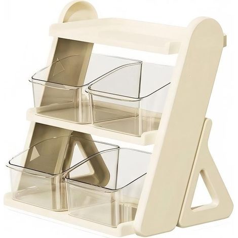 Étagère à tasses à 3 niveaux, PP, organiseur de sachets de café et de thé, blanc crème à poser sur le comptoir - trois niveaux (grande capacité/rangement facile) (1/2)