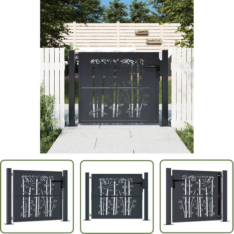 The Living Store Gartentor Anthrazit 105x105 cm Stahl Bambus-Design - Gartentor - Metalltor - Stahltür - Zaun - Einfahrtstor (1/5)