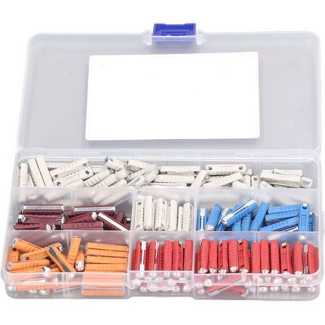 Coffret de 200 fusibles d'Europe de l'Est, comprenant 5 types de fusibles torpilles, avec boîte de rangement en plastique. Fusibles automobiles européens 5-8-16-25-40A, adaptés aux voitures anciennes  (1/5)
