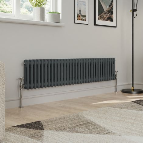Warmehaus Traditional Double Column Anthracite Radiator Cast Iron Style Radiators 300x1460mm