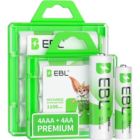 8PCS Kit AA et AAA Piles Rechargeables, avec 4xAA + 4xAA Piles 4xAA HR6+ 4xAAA HR03, Large Compatible avec Controleur de jeu, Rasoir, Téléphone sans Fil, Télécommandes, etc. (1/5)