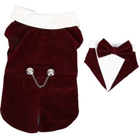 Costume Chien - Smoking Pour Chien Avec Nœud Papillon - Adapté Mariage Fête Occasion Spéciale - Taille S (1/5)