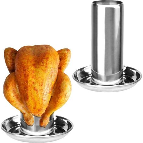 Grille Barbecue Fonte, Support de Poulet Acier Inoxydable Gril Vertical Rôtissoire, Le Nouveau Support de Poulet en Acier Inoxydable pour Four, Barbecue, Steak, Poulets Accessoires Gril lot de 1 (1/5)