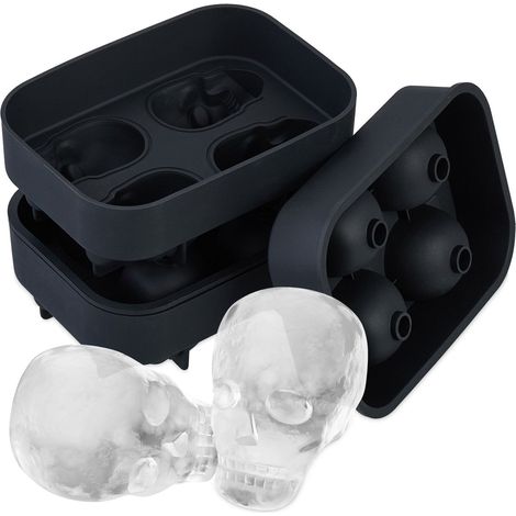 Juego de 2 bandejas de cubitos de hielo con forma de calavera