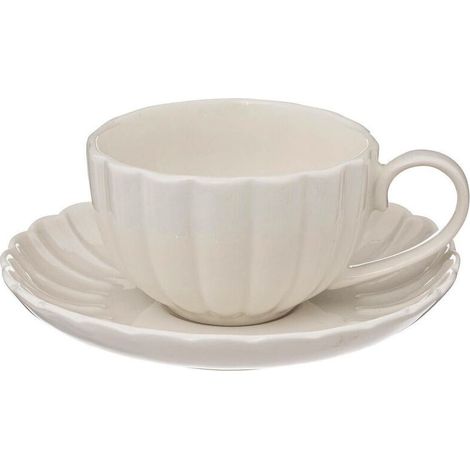 Tasse en porcelaine blanche avec soucoupe – Diamètre 9 cm – Poignée ergonomique – Facile à nettoyer, compatible lave-vaisselle