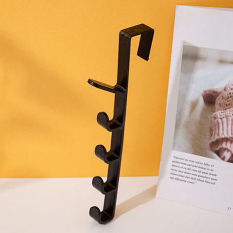Crochet organisateur de porte en plastique, support mural pour rangement chambre et vêtements, noir (1/2)