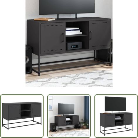 Stahl - TV-Schrank Schwarz 100,5x39x60,5 cm Stahl (1/5)
