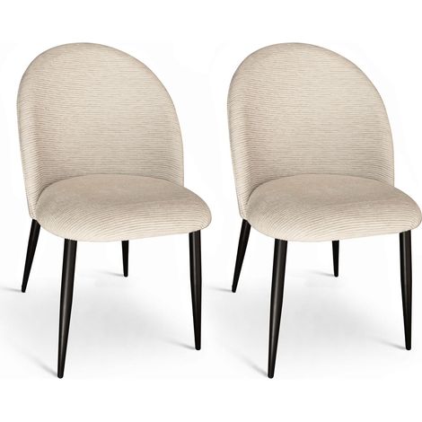 Lot de 2 chaises de table pied métal et tissu, LEONIE (1/4)