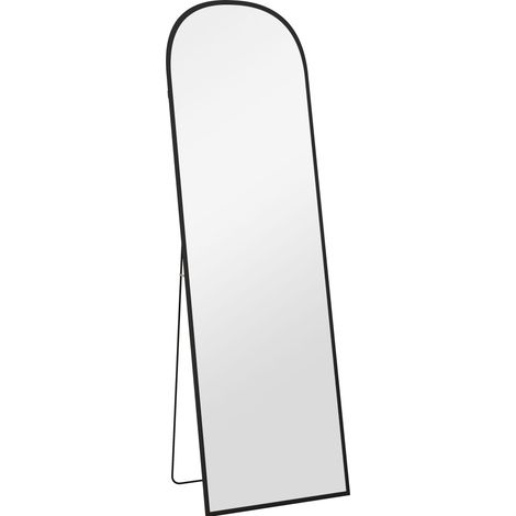 Miroir sur pied noir en aluminium 161,5 x 50 cm pour salon et chambre (1/5)