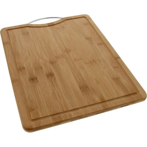 Board to Cutting Rectangular in Bamboo 38 x 26 cm - Rigole to Jus Integrated - Handle stainless steel - Resistant - easy to clean (1/5)