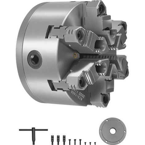 Mandrin de Tour à 6 Mors Auto-Centrant 160 mm Fonte HT300 Plage 3-160 mm pour Tour Bois et Métal K11 160A D1-4 (1/3)