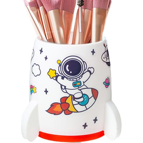 Porte-Bureau Jolies boîtes pour stylos – Rocket Ship Cup Haute capacité en Forme fusée avec Autocollant Astronaute pour Bureau étudiant (1/5)