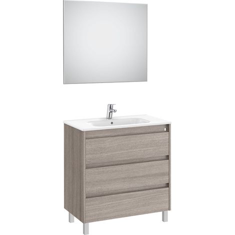 MUEBLE LAVABO 600MM TENET 3 CAJONES + ESPEJO Y APLIQUE LED CITY OAK