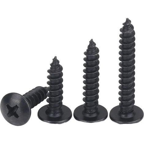 Vis à tôle en acier noir Phillips, 50/100 pièces, M2.6 M3, longueur 5-30 mm (tête champignon (12 (50