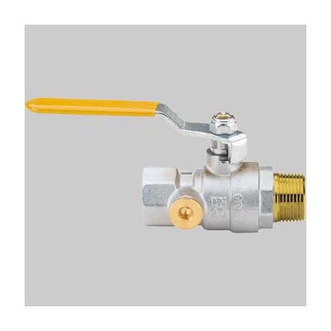 VALVOLA SFERA GAS M/F CON DUE PRESE PRESSIONE LEVA ACCIAIO  1     ENOLGAS