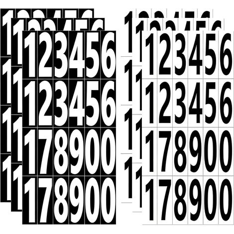 6 Pièces Chiffres Autocollants 7,6 cm - Numéros Adhésifs Réfléchissants en Vinyle Imperméable pour Boîte aux Lettres, Porte, Poubelle et Panneau - Blanc et Noir (1/5)