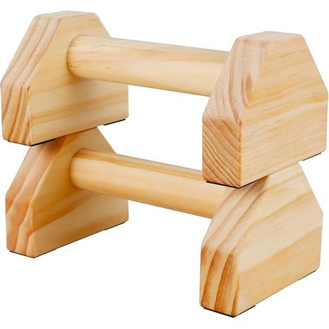 Push-up Bars - Wooden Parallettes - Non-slip Base - Ergonomic Handle - For Calisthenics Home Workout - 1 Pair (1/3)