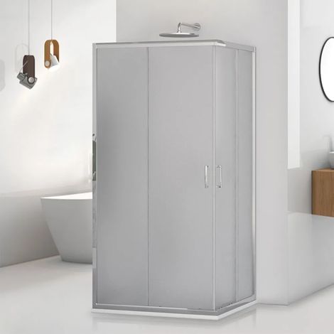 Box doccia 3 lati 70x120x70 cm doppio scorrevole vetro stampato Tay (1/5)