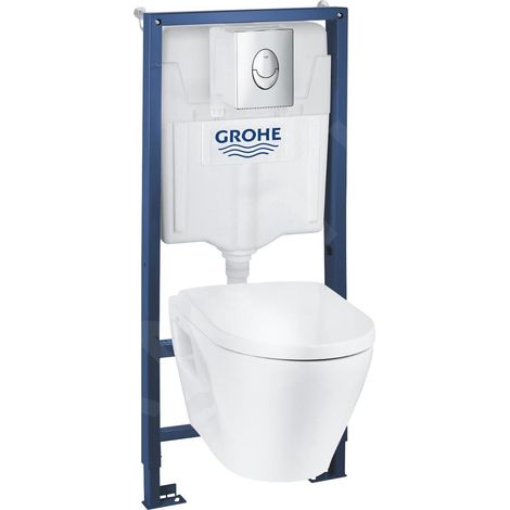 Grohe Solido - Bâti-support, cuvette Serel, abattant softclose, plaque de déclenchement Start, chrome/blanc 39583000 (1/5)