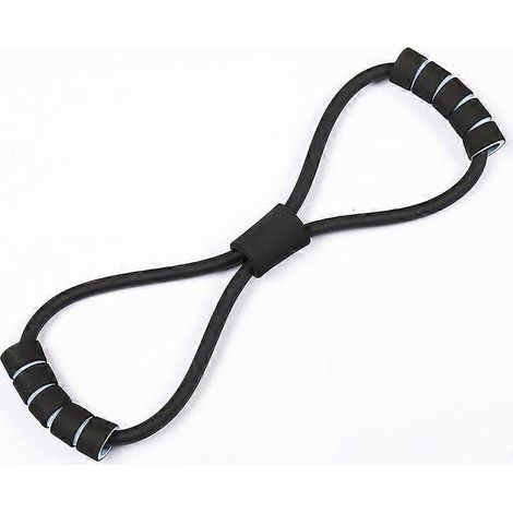 Bande de résistance à 8 bras, extenseur de poitrine, corde de traction élastique pour yoga, gym et fitness en forme de 8, tube d'entraînement musculaire élastique (35 lbs noir) (1/4)