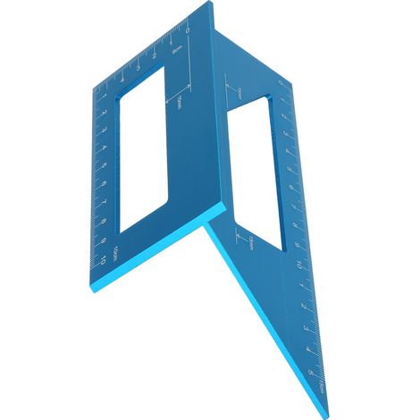 Règle d'angle multifonctionnelle en alliage d'aluminium 45/90 degrés, outil de traçage pour le travail du bois (bleu) (1/5)