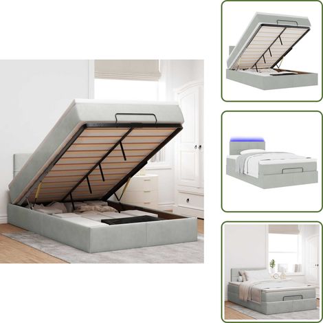 Coprimaterasso - vidaXL Struttura Letto Pouf con Materasso 120x200 cm Velluto - Luci a LED