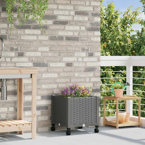 vidaXL Gartenpflanzer mit Rädern Hellgrau 40 x 40 x 48 cm PP (1/5)