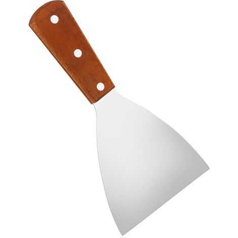 1 Grattoir à Gril, Acier Inoxydable, Manche en Bois, Lame Biseautée 22cm, Outil Nettoyage Cuisine Barbecue (1/5)