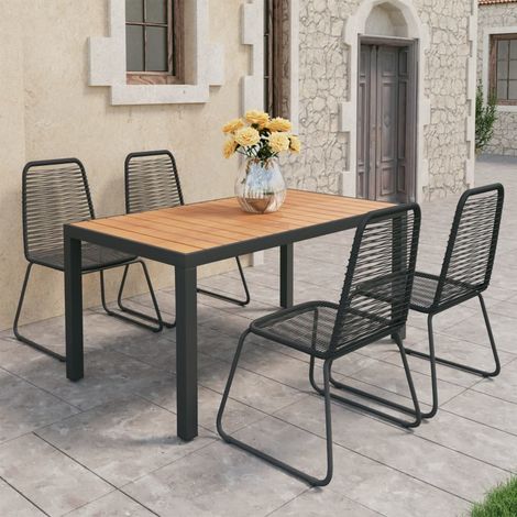 5-tlg. Garten-Essgruppe PVC Rattan Schwarz und Braun vidaXL (1/5)