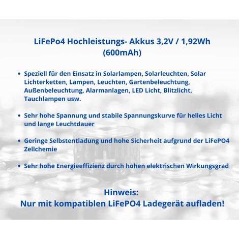 XCell IFR 14500 AA Solar Akku LiFePO4 3,2V 600mAh (1/5)