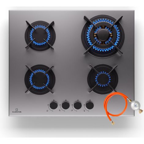 Klarstein Klarstein Goldflame 4 - Piano cottura a gas, 4 fuochi, autonomo, metano/propano, acciaio inox