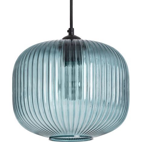 – Suspension en verre Modra bleu – Dimensions 1650mm x Ø250mm – Ampoule E27 – Finition mate pour intérieur – Protection IP20 (1/5)
