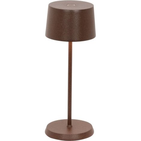 Zafferano OLIVIA PRO MICRO Lampada a led da tavolo Corten ricaricabile e dimmerabile (1/4)