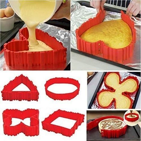 4 moules à gâteau antiadhésifs en silicone rouge-Fei Yu (1/5)