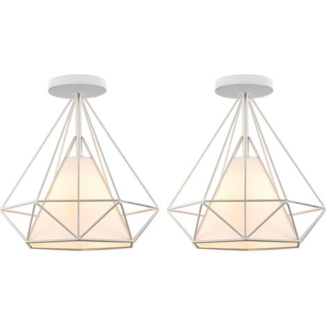 2Pcs Modern Innen Beleuchtung Deckenleuchte Diamant Käfig Restaurant Küche Bar Deckenlampe Ø25CM